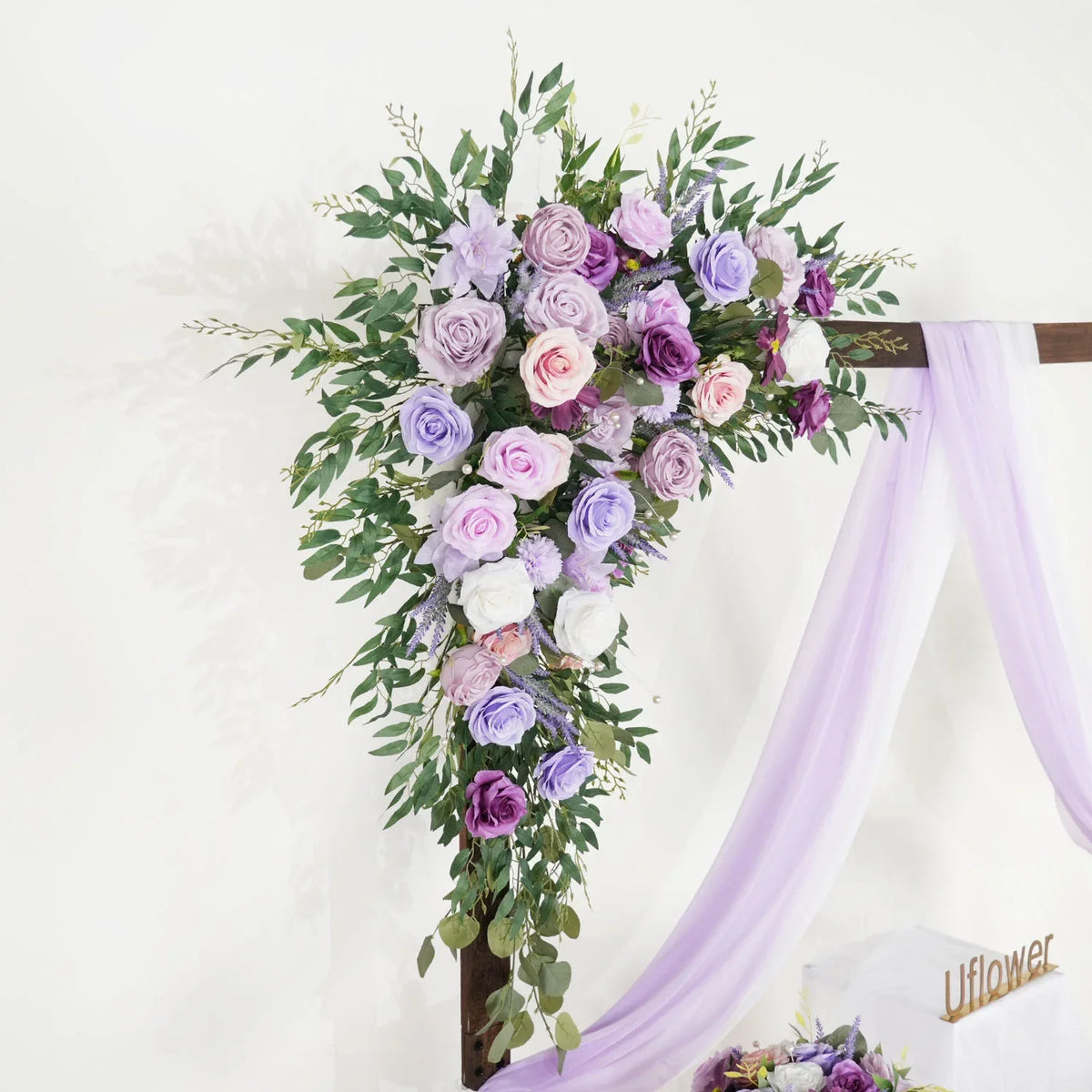 Uflower Purple Green Hanging Artificial Flower Corner Floral SET80038 - Uflower