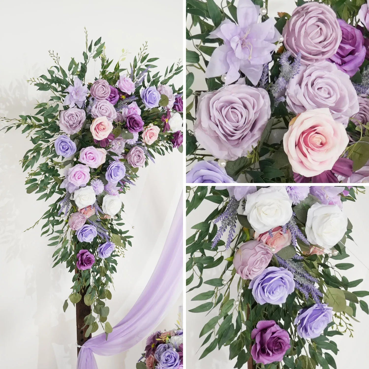 Uflower Purple Green Hanging Artificial Flower Corner Floral SET80038 - Uflower