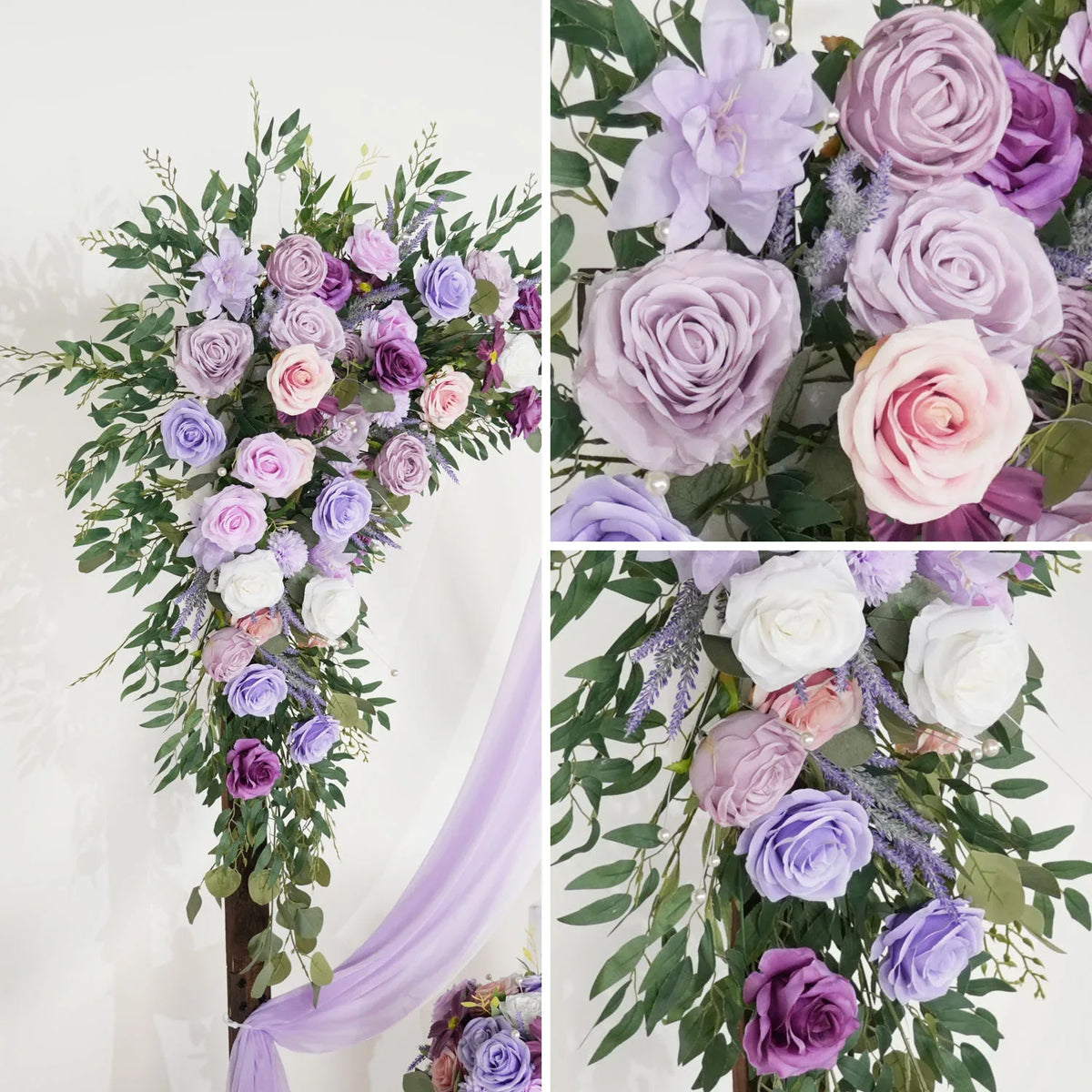 Uflower Purple Green Hanging Artificial Flower Corner Floral SET80038 - Uflower
