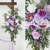 Uflower Purple Green Hanging Artificial Flower Corner Floral SET80038 - Uflower