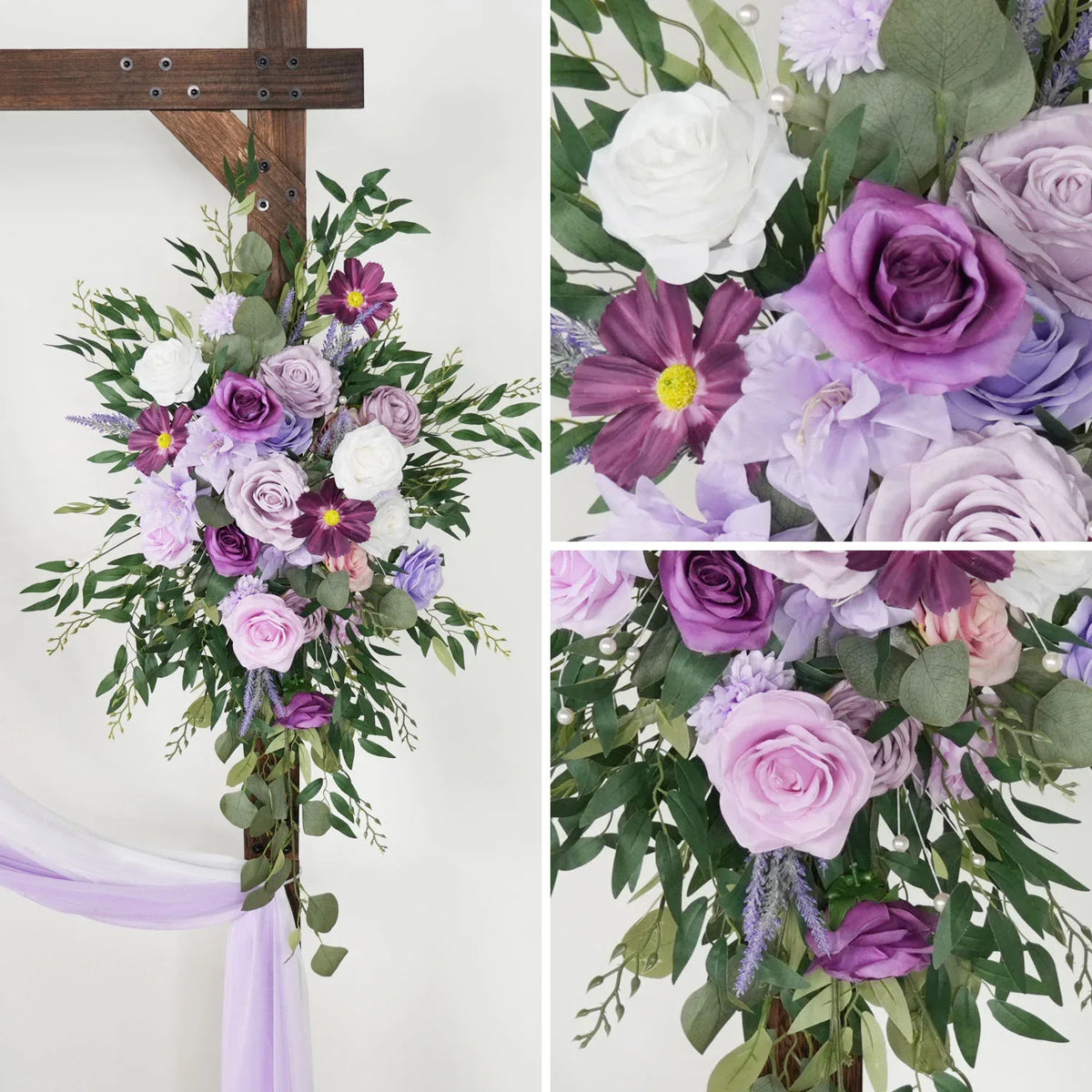 Uflower Purple Green Hanging Artificial Flower Corner Floral SET80038 - Uflower
