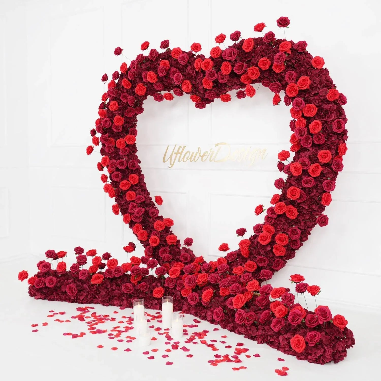 Uflower 2m*2m Red Rose Heart Arch Wedding Decor SET80032-01 - Uflower