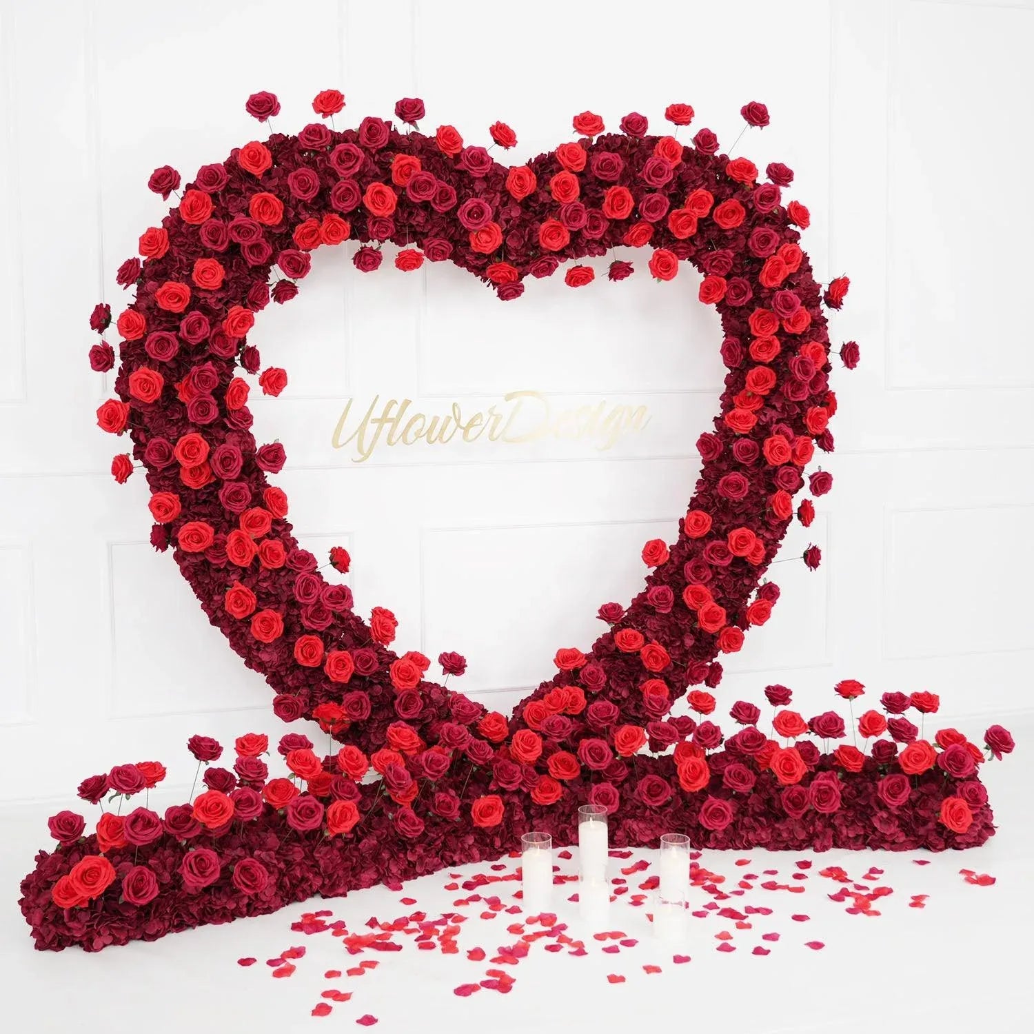 Uflower 2m*2m Red Rose Heart Arch Wedding Decor SET80032-01 - Uflower