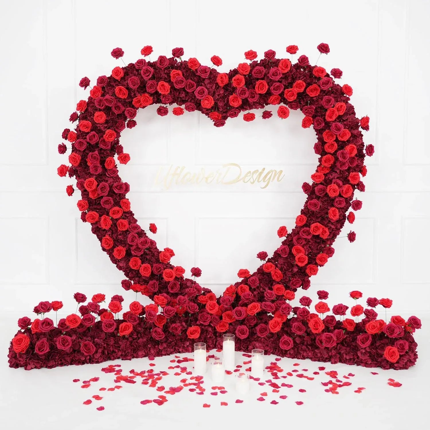 Uflower 2m*2m Red Rose Heart Arch Wedding Decor SET80032-01 - Uflower