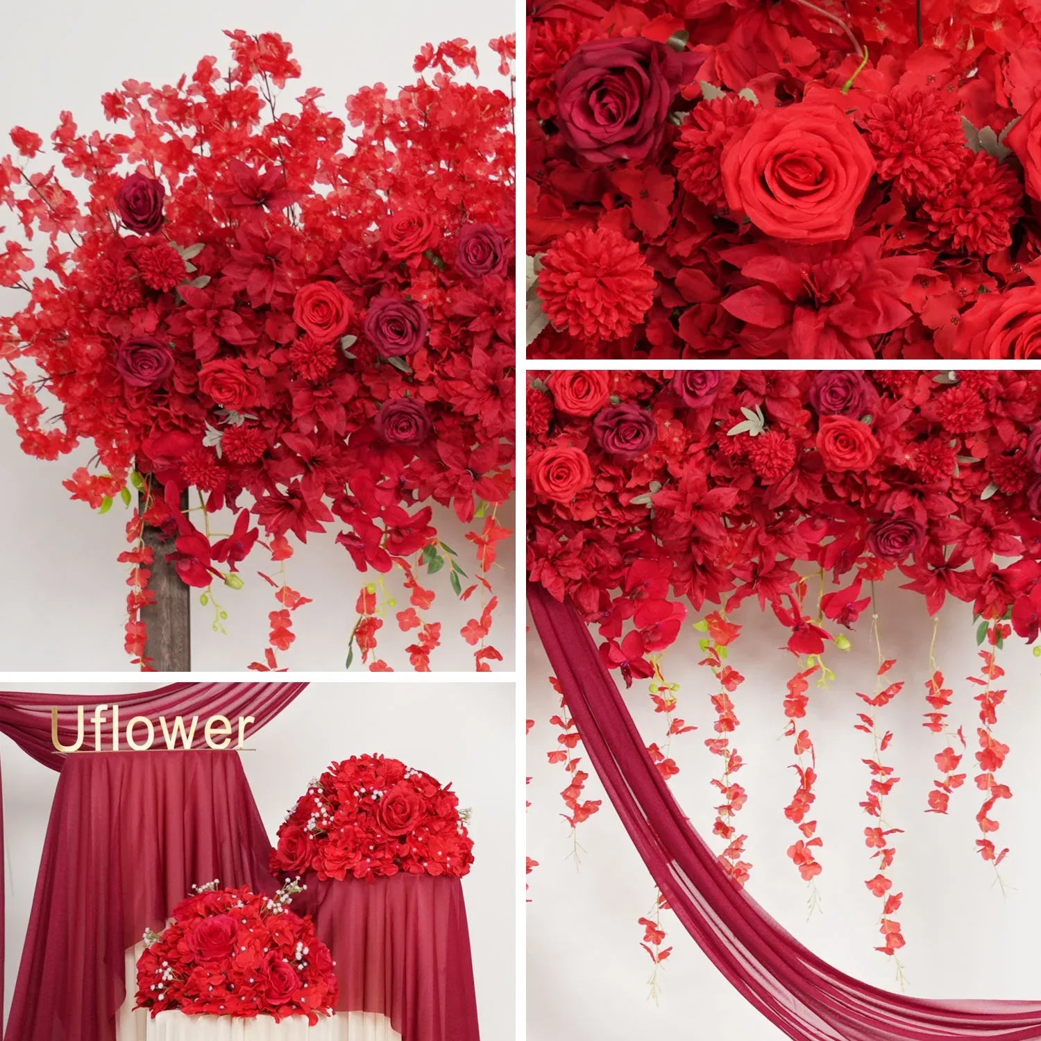 Uflower Wedding Flower Backdrop Wall Flower Row Decor MC80002 - Uflower