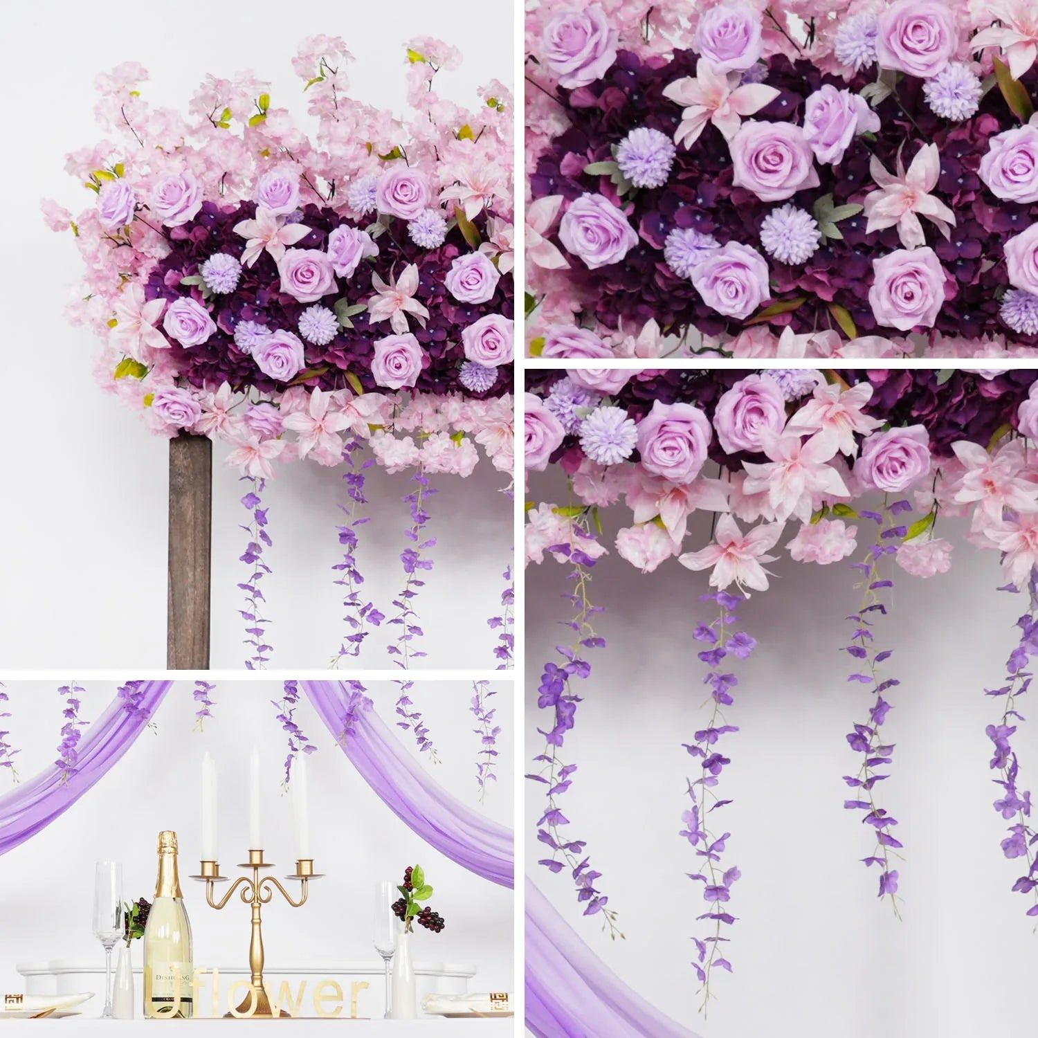 Uflower Wedding Flower Backdrop Wall Flower Row Decor MC80002 - Uflower