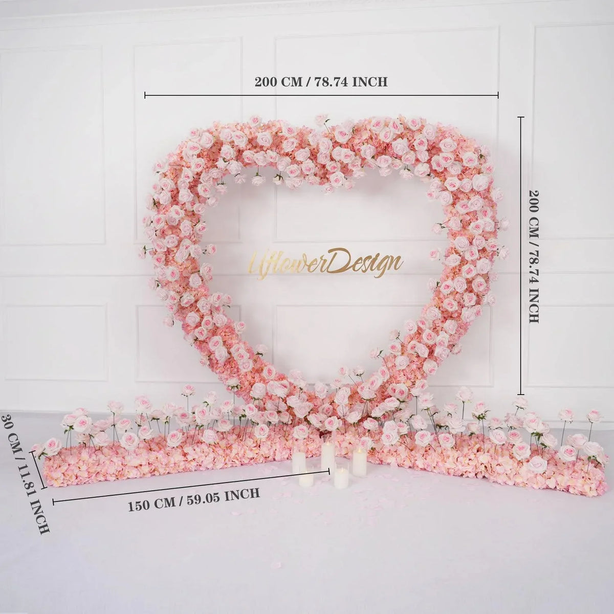 Uflower 2.2m*2.2m Rose Heart-Shape Arch Flower SET80011 - Uflower