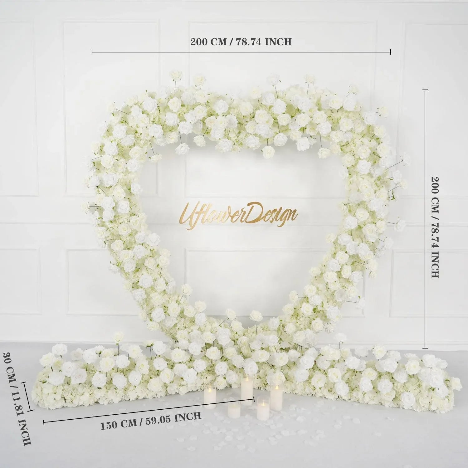 Uflower 2.2m*2.2m Rose Heart-Shape Arch Flower SET80011 - Uflower