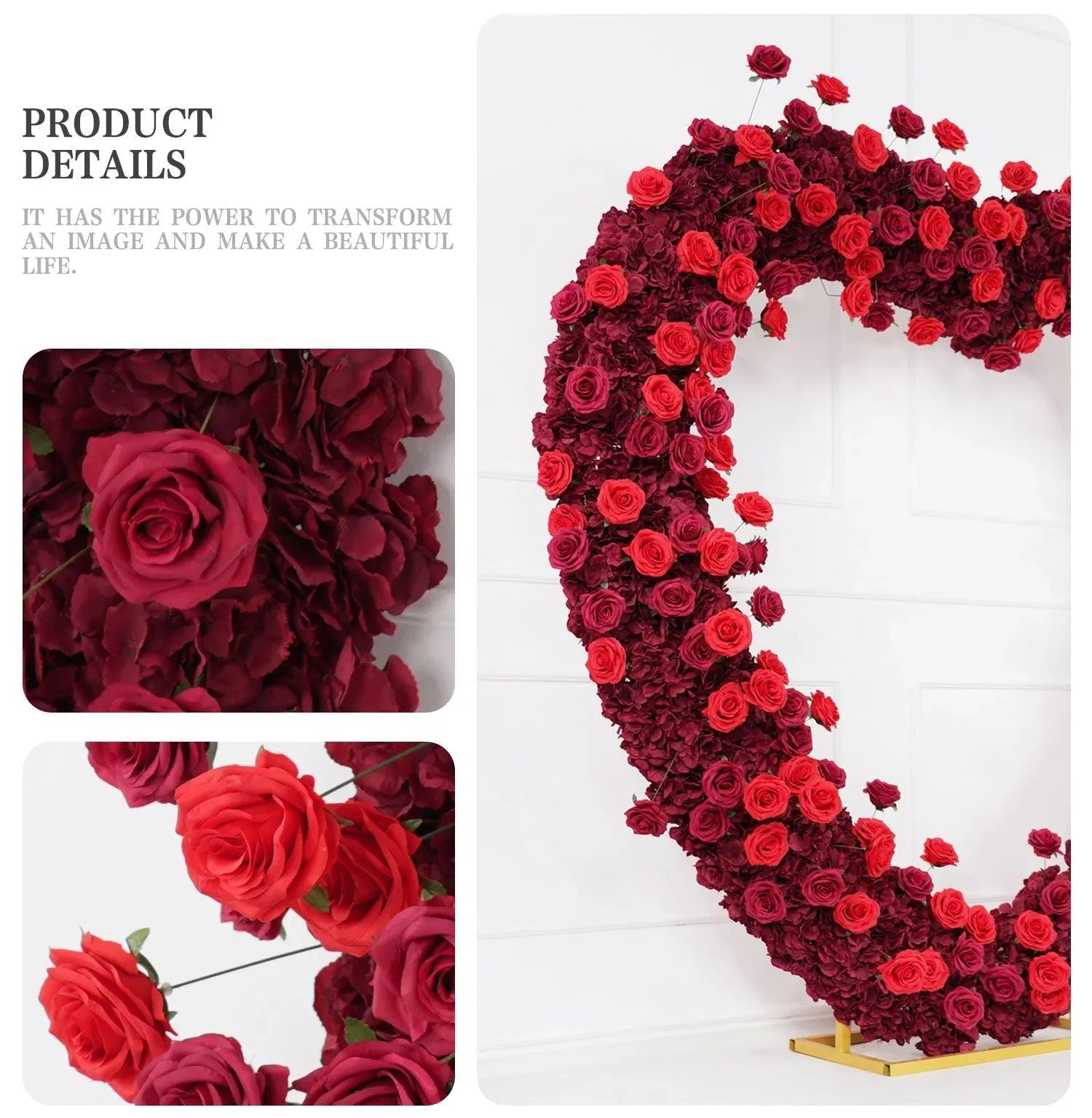 Uflower 2.2m*2.2m Rose Heart-Shape Arch Flower SET80011 - Uflower