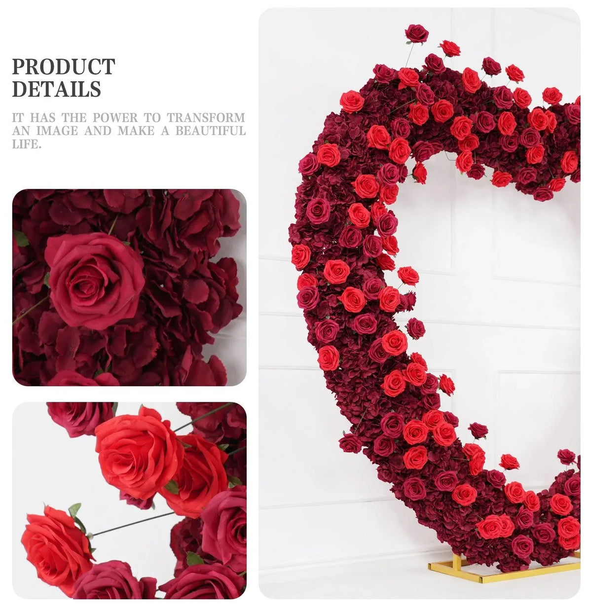 Uflower 2.2m*2.2m Rose Heart-Shape Arch Flower SET80011 - Uflower