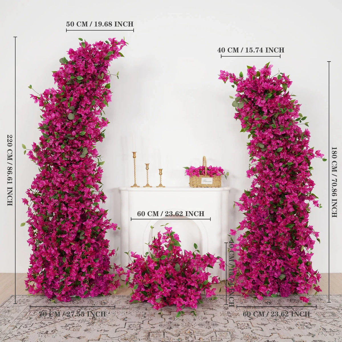 Uflower Rose Red Wedding Horn Arch Background Decoration SET80049 - Uflower