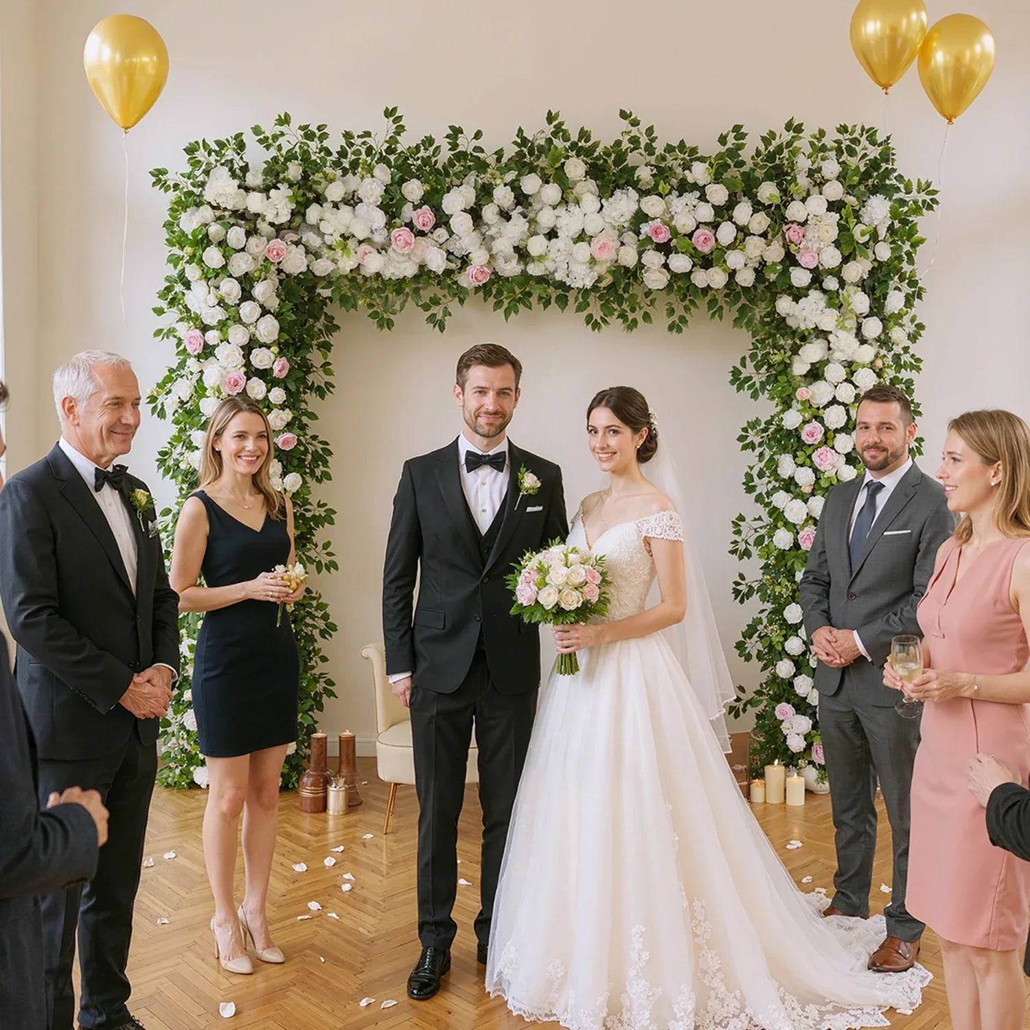 Uflower White Rose Wedding Background Flower Arrangement Arch Decoration SET80002-01 - Uflower