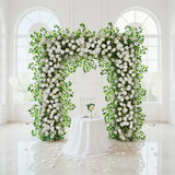 Uflower White Rose Green Leaf Ficus Leaf Square Floral Arches SET80002 - Uflower