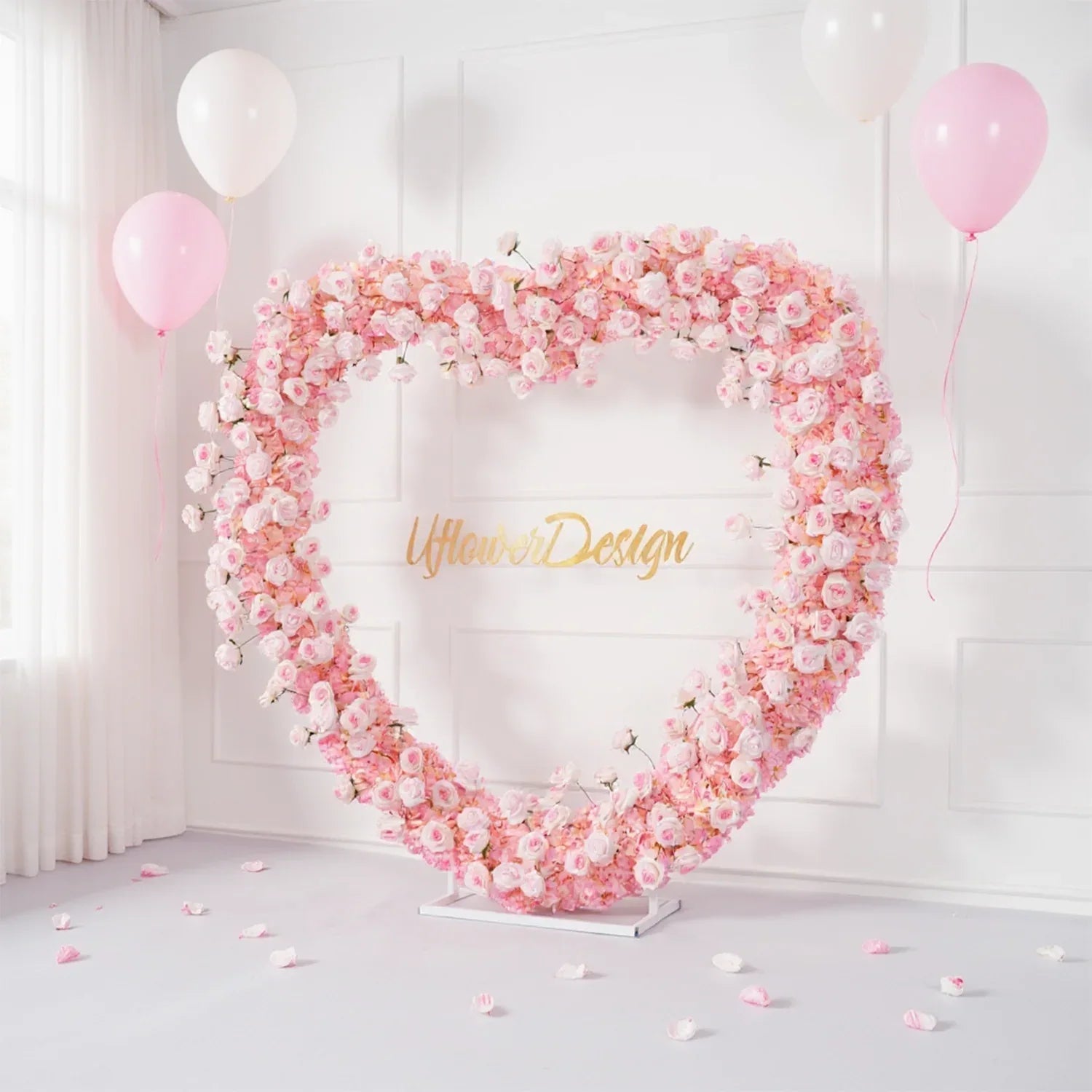 Uflower 2m*2m Pink Rose Wedding Heart-Shaped Arch Decor SET80003 - Uflower