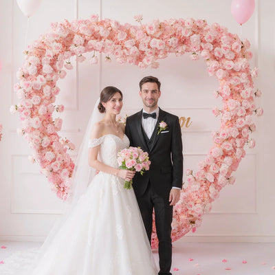 Uflower 2m*2m Pink Rose Wedding Heart-Shaped Arch Decor SET80003 - Uflower
