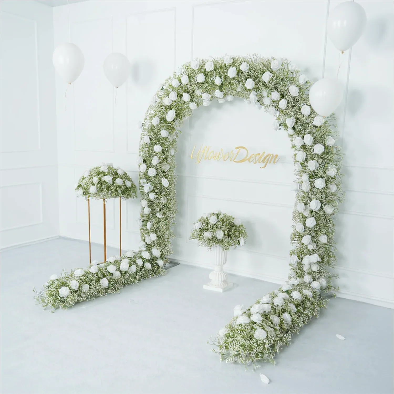 Uflower Luxury White Rose Flower Arch Event Wedding Decor SET80004 - Uflower
