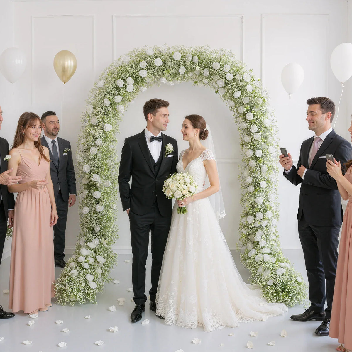 Uflower Luxury White Rose Flower Arch Event Wedding Decor SET80004 - Uflower