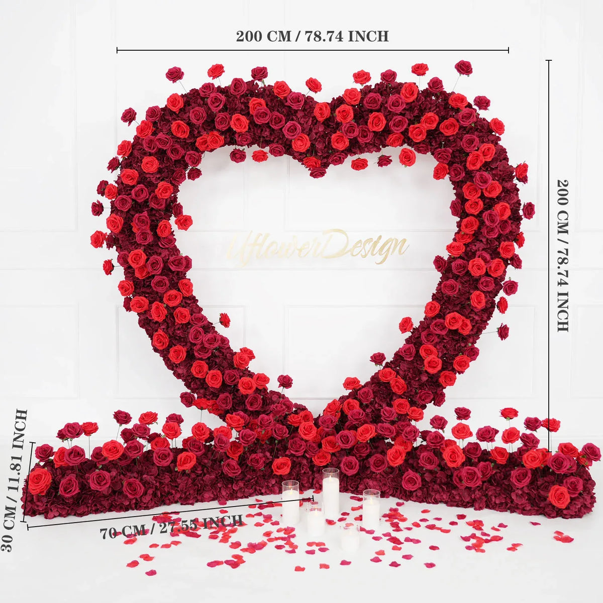 Uflower 2m*2m Red Rose Arch Flower Wedding Decor SET80012 - Uflower