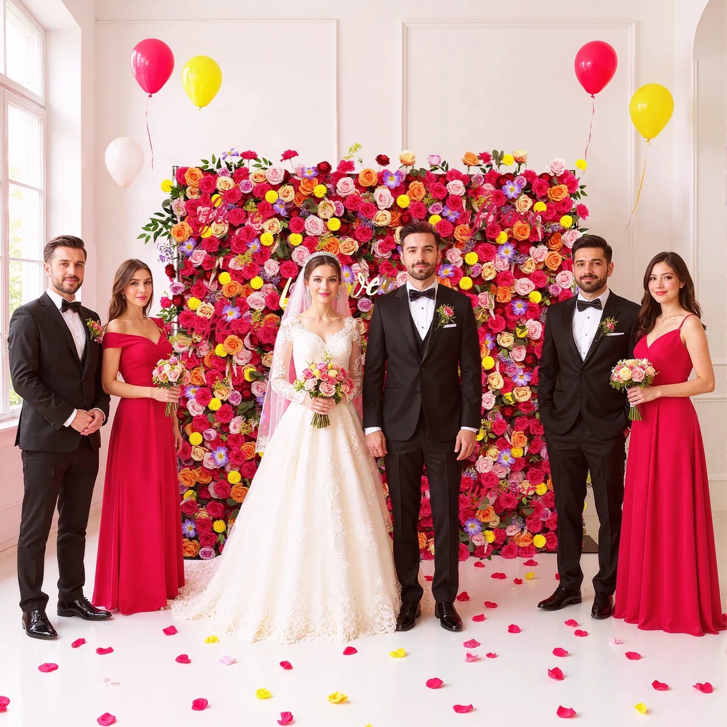 Uflower Artificial Colored Flower Wall Wedding Backdrop Deco Birthday Party SET80025-01 - Uflower