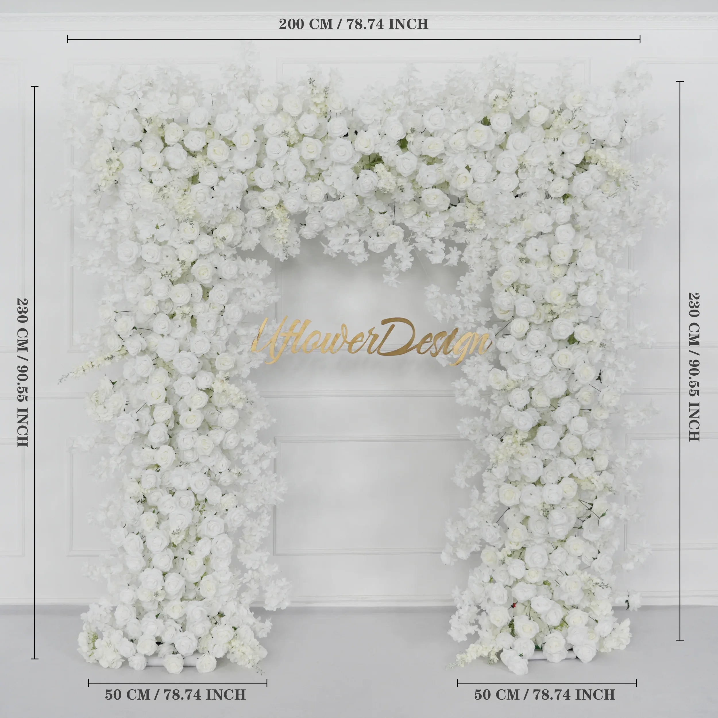 Uflower Artificial White Rose Flower Arrangement Wedding Backdrop Decor Props SET80052-01 - Uflower