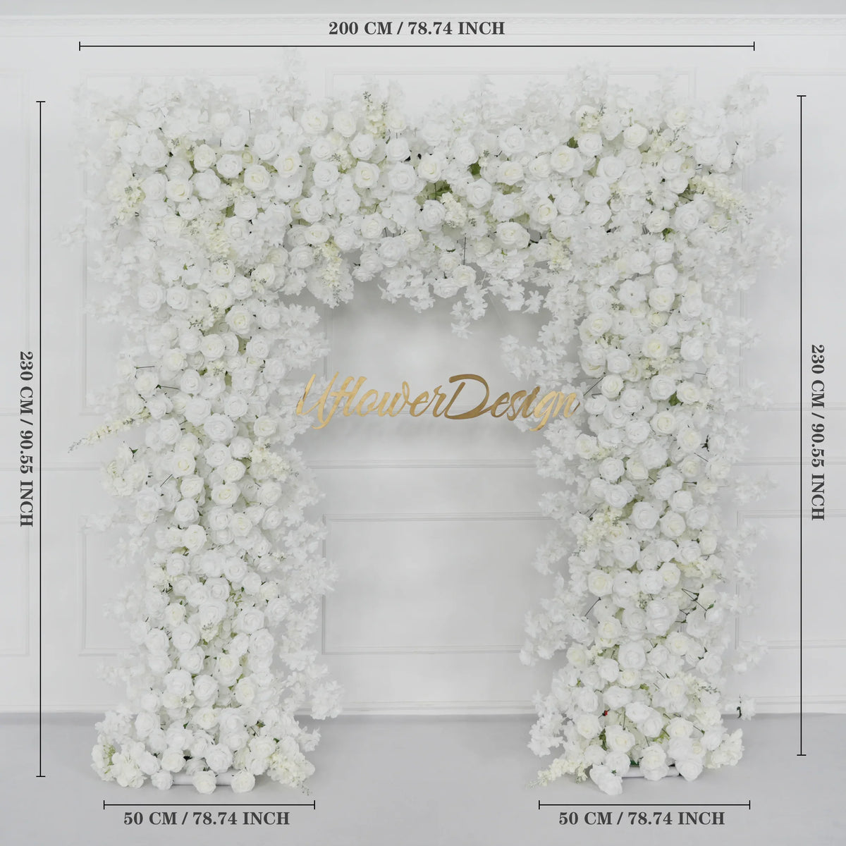 Uflower Artificial White Rose Flower Arrangement Wedding Backdrop Decor Props SET80052-01 - Uflower