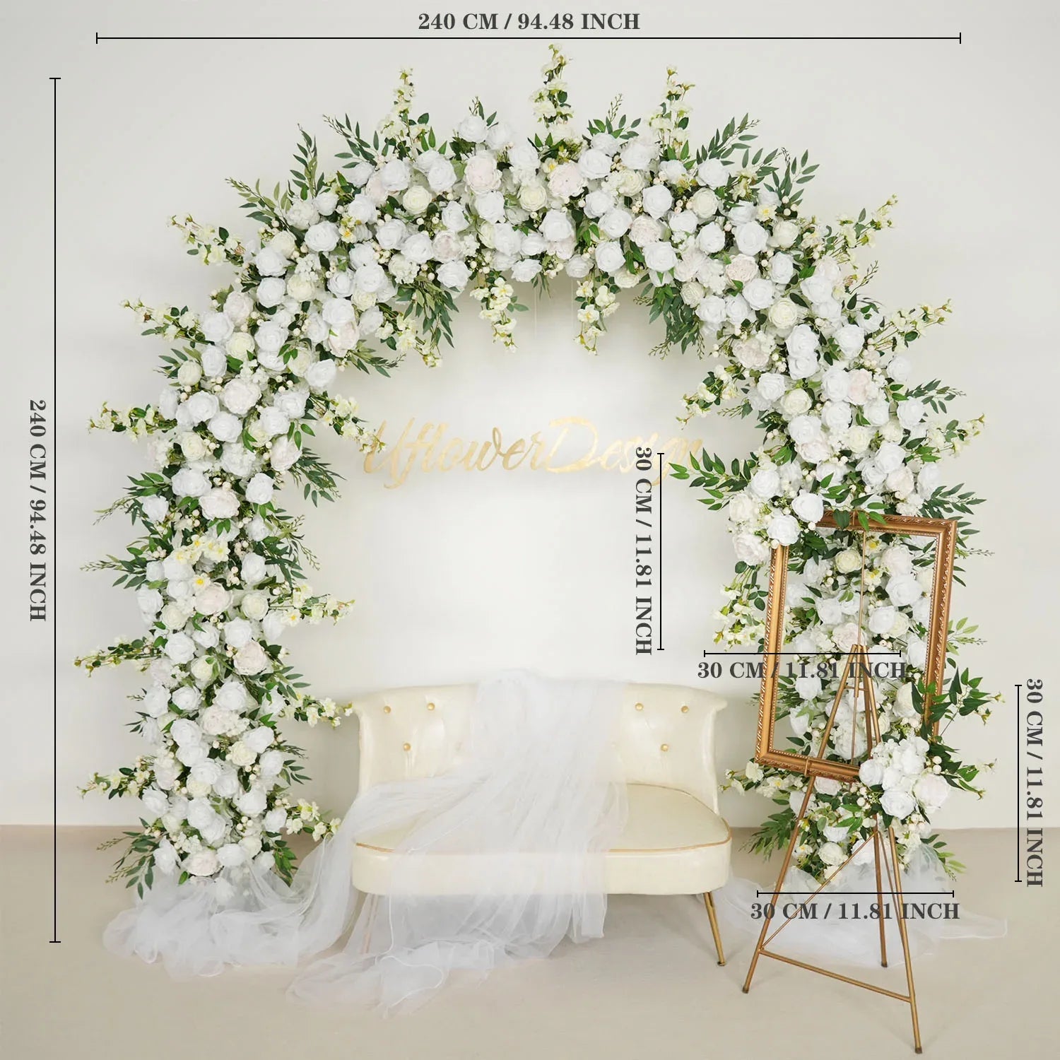 Uflower White Rose With Green Wedding Round Arch Decor SET80058 - Uflower