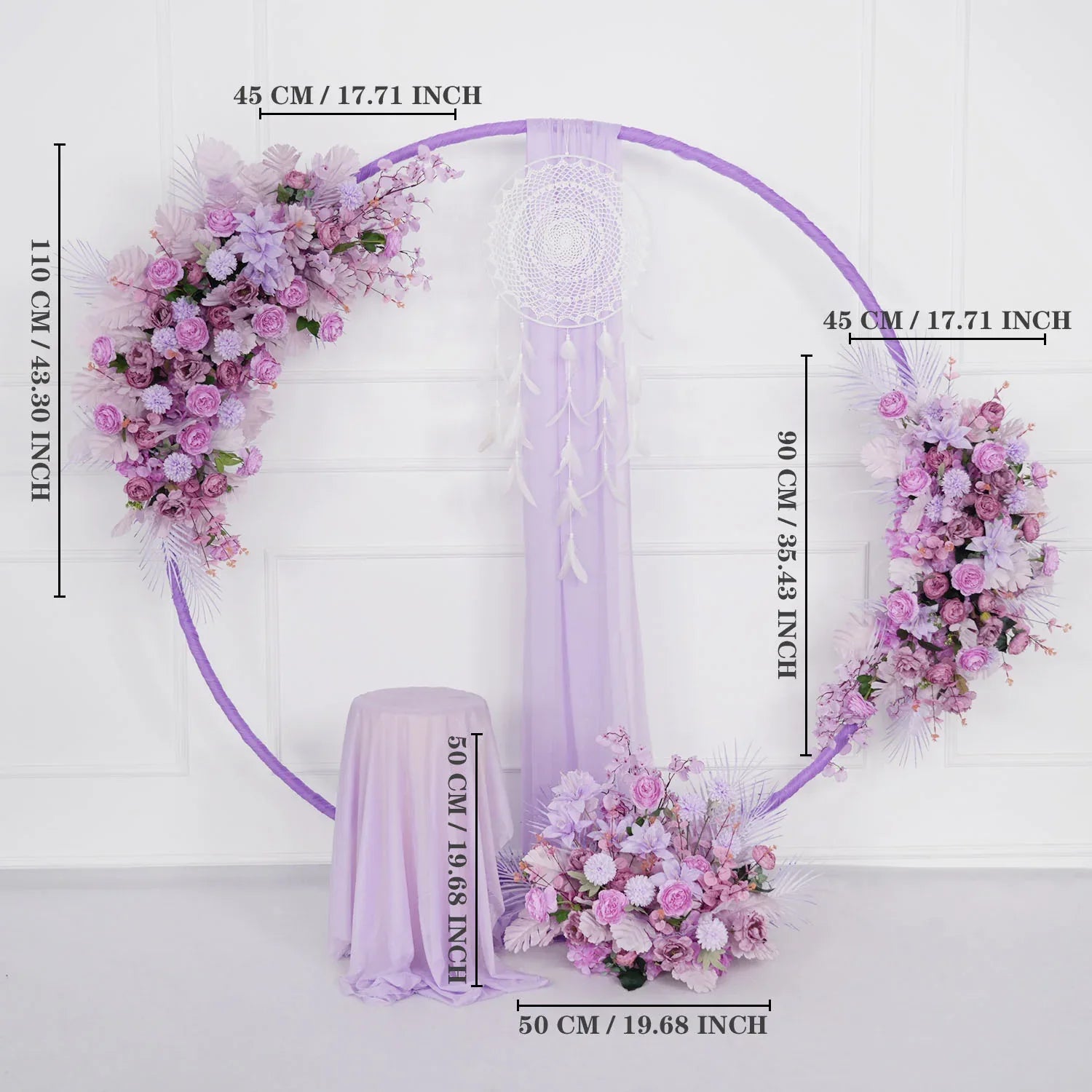 Artificial Purple Wedding KT Backdrop Flower Row Decor SET80067 - Uflower