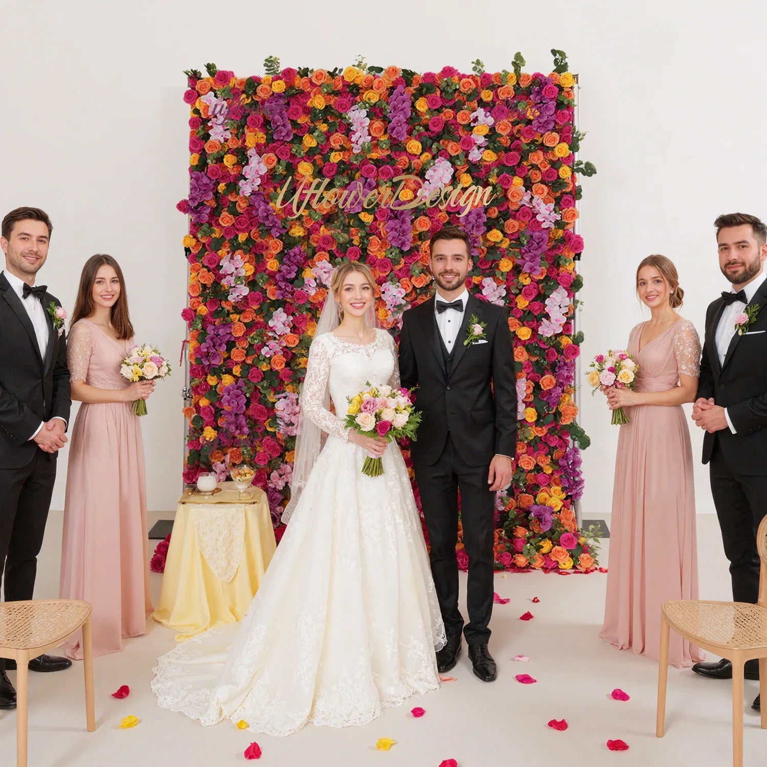 Artificial Mix Rose Butterfly Orchid 5D Wedding Flower Wall SET80068 - Uflower