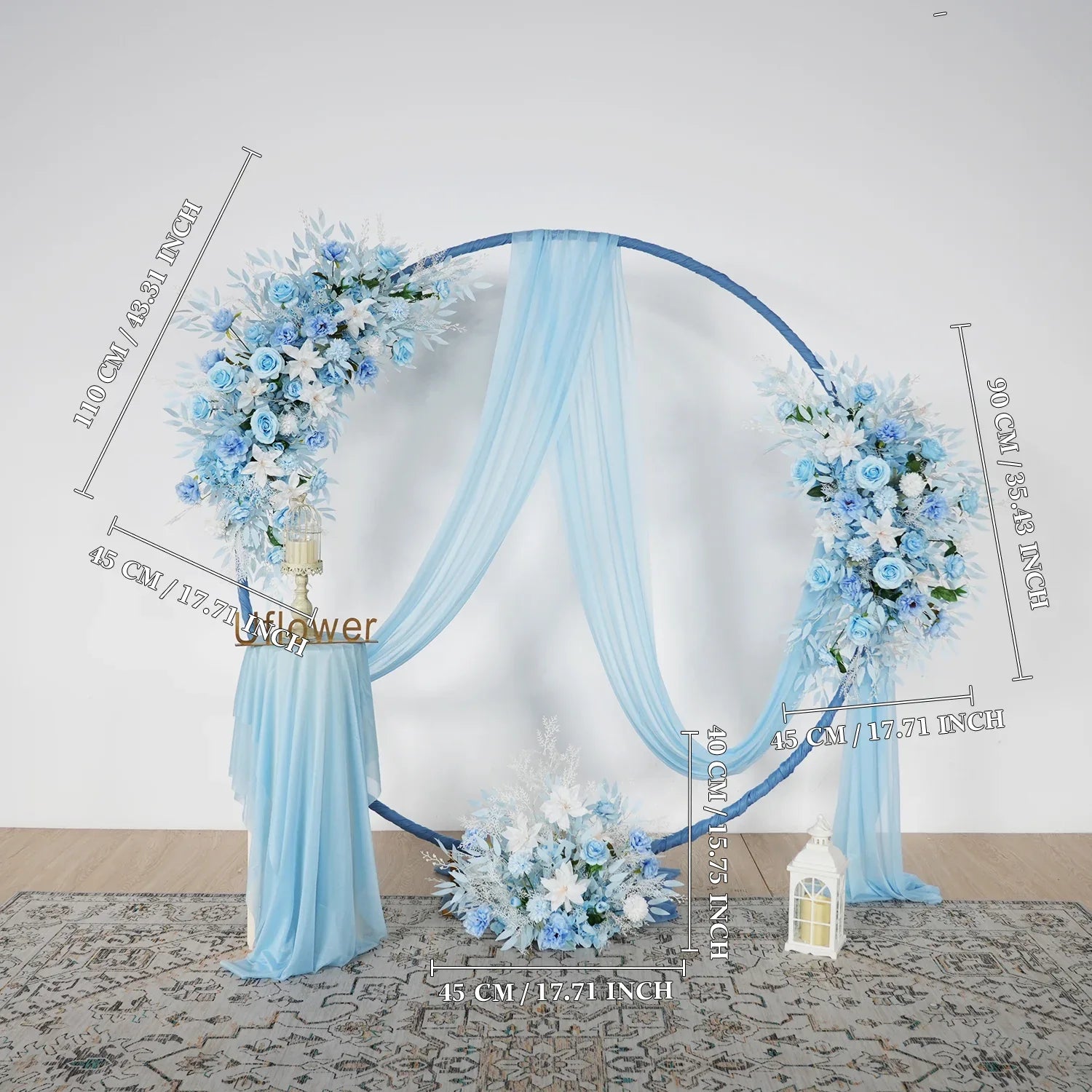 Artificial Blue Wedding KT Backdrop Flower Row Decor SET80074 - Uflower