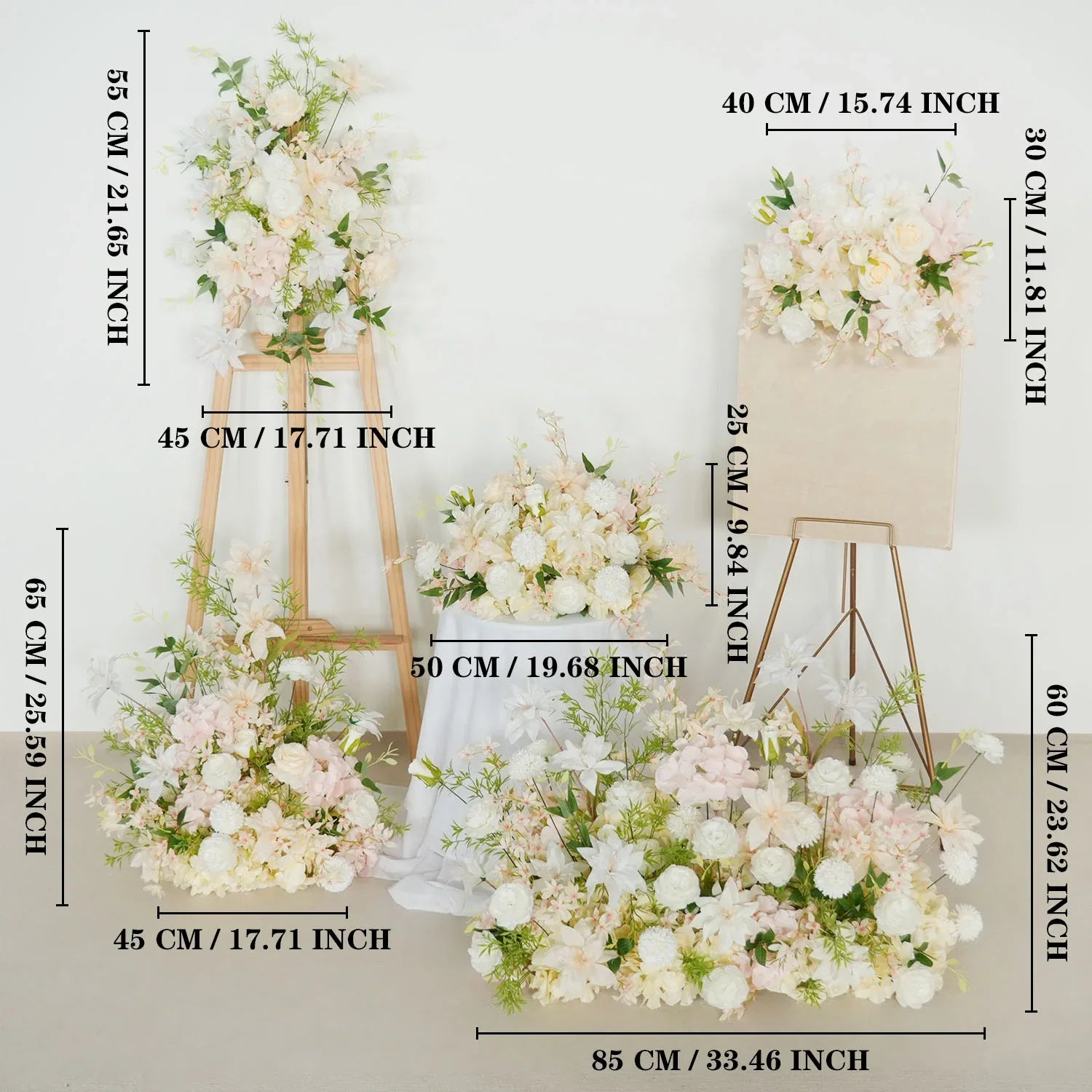 Uflower Artificial White Pink Wedding KT Backdrop Flower Row Decor SET80091 - Uflower
