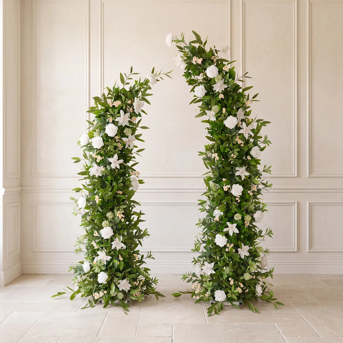 Uflower White Green Floral Arrangement Horn Arch Wedding Backdrop Props	SET80098-01