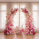 Arche florale Uflower rose et blanc avec cornes, accessoires de toile de fond de mariage SET80103