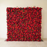 Toile de fond murale florale rose rouge Uflower Décoration de fête d'anniversaire de mariage ENSEMBLE80118-01