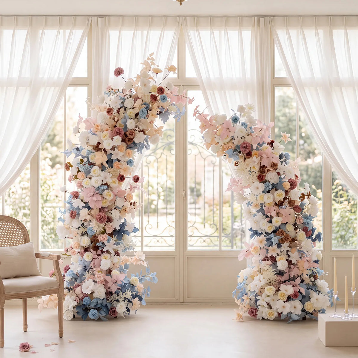 Uflower Mixcolor Floral Arrangement Horn Arch Wedding Backdrop Props SET80119
