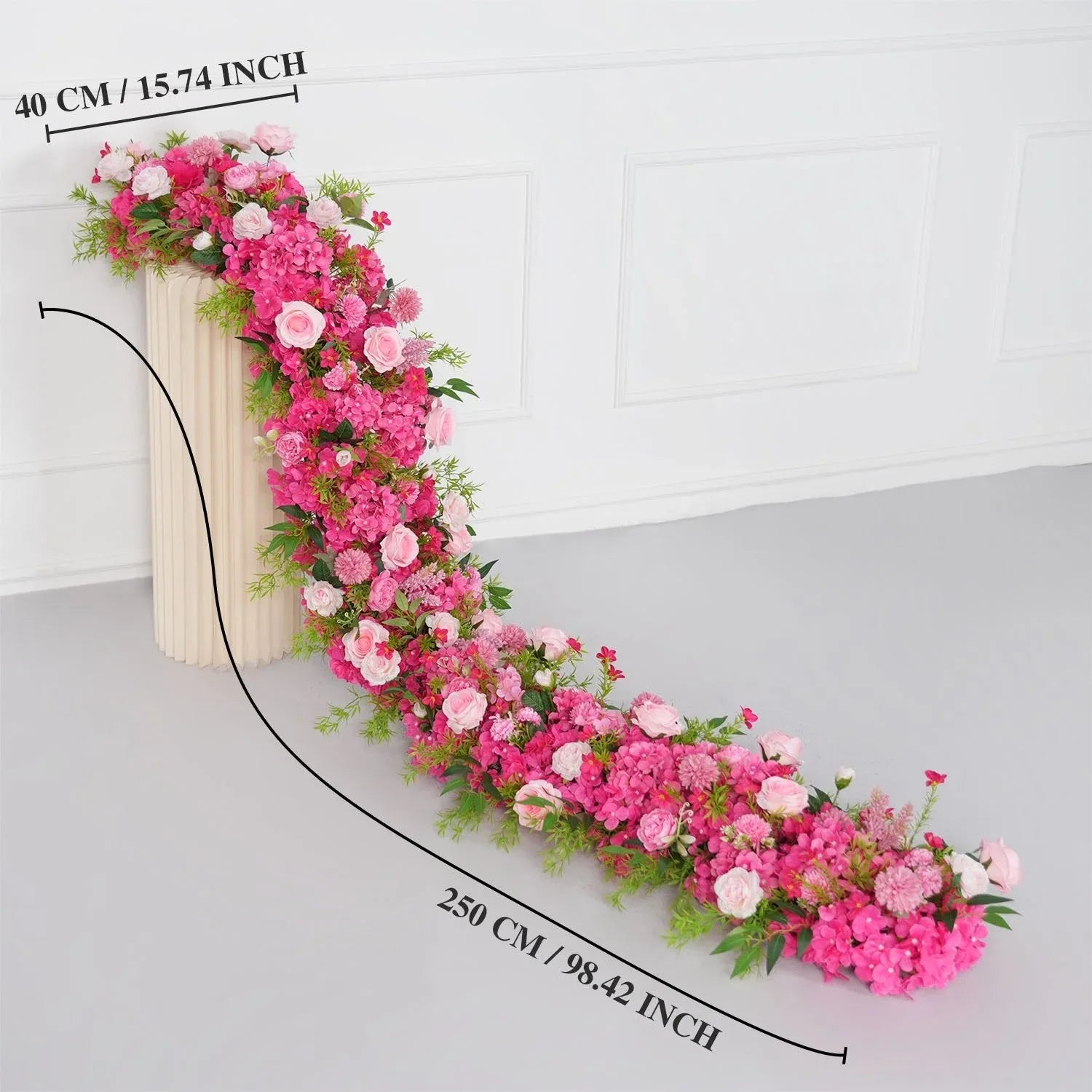 Uflower Rose Red Rose Greenery Flower Row Wedding KT Backdrop Decor SET80130 - Uflower