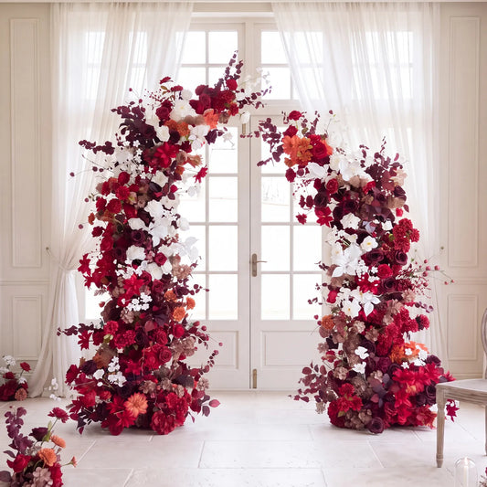 Uflower Composition Florale Rouge Corne Arche Accessoires de Toile de Fond de Mariage SET80134-01