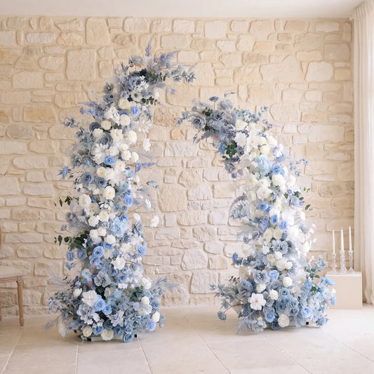 Uflower Arrangement floral bleu Arche en corne Accessoires de toile de fond de mariage SET80135