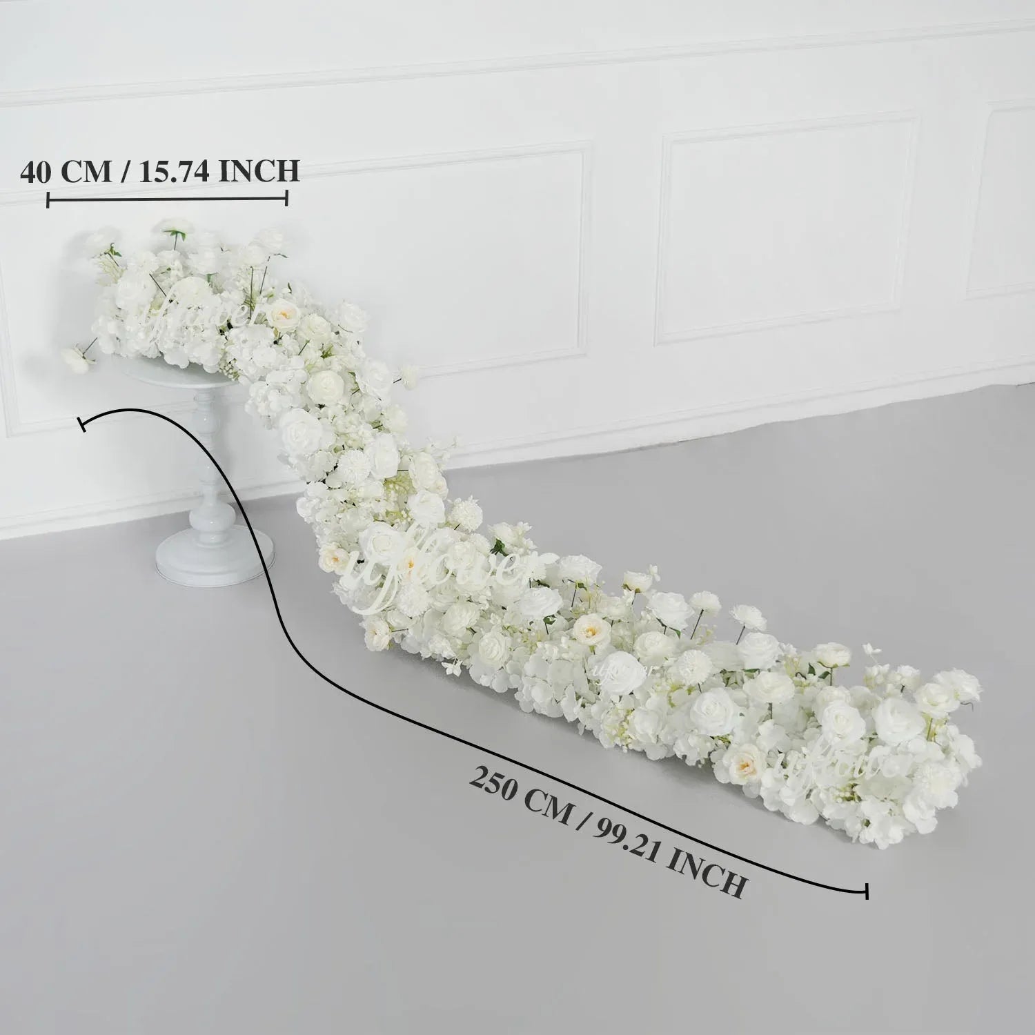 Uflower White Rose Table Runner Sofa Floral Wedding Backdrop Decor SET80136 - Uflower
