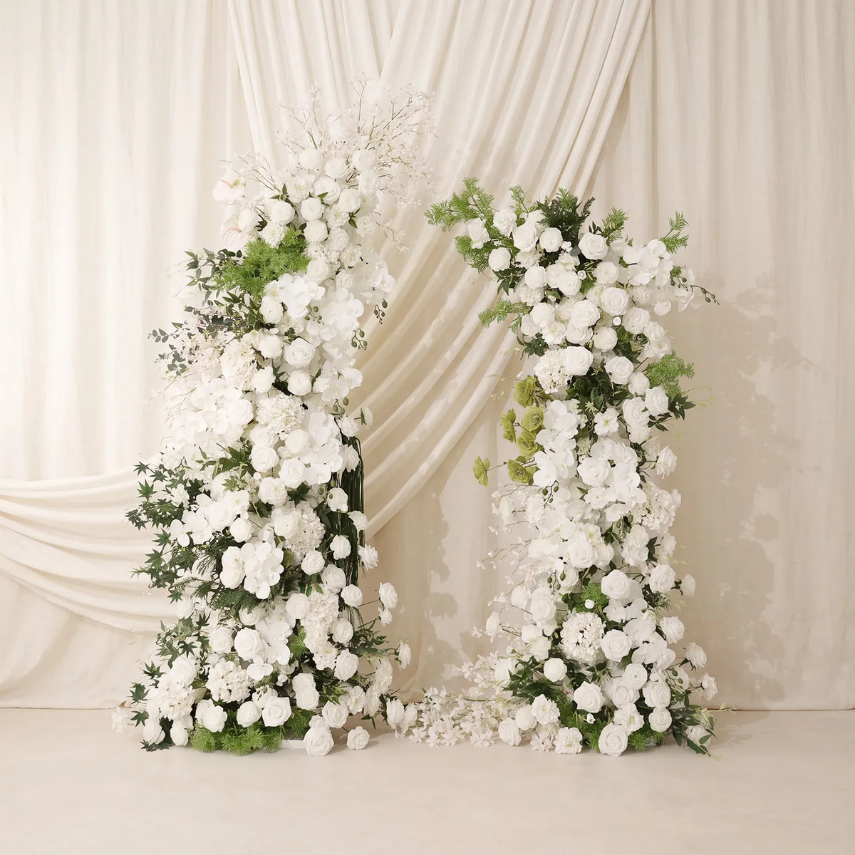 Uflower White Floral Greenery Horn Arch Wedding Party Backdrop Decor SET80159