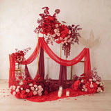 Uflower Red Floral Arrangement Wedding Backdrop Floral Props SET80164-01