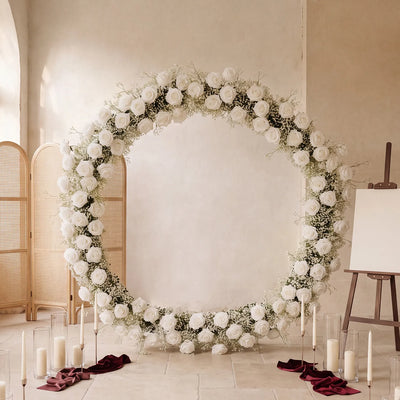 Uflower Baby's Breath Flower Arrangement Table Runner Round Arch SET80167