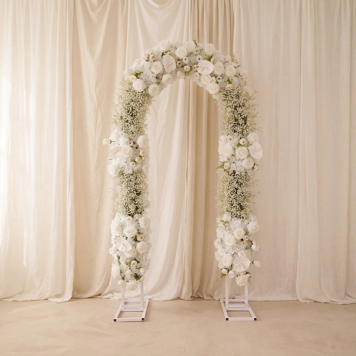 Uflower White Baby's Breath Flower Row Wedding KT Backdrop Decor SET80170