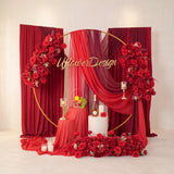 Uflower Arrangement Floral Artificiel Rouge pour Fond de Scène de Mariage KT SET80171