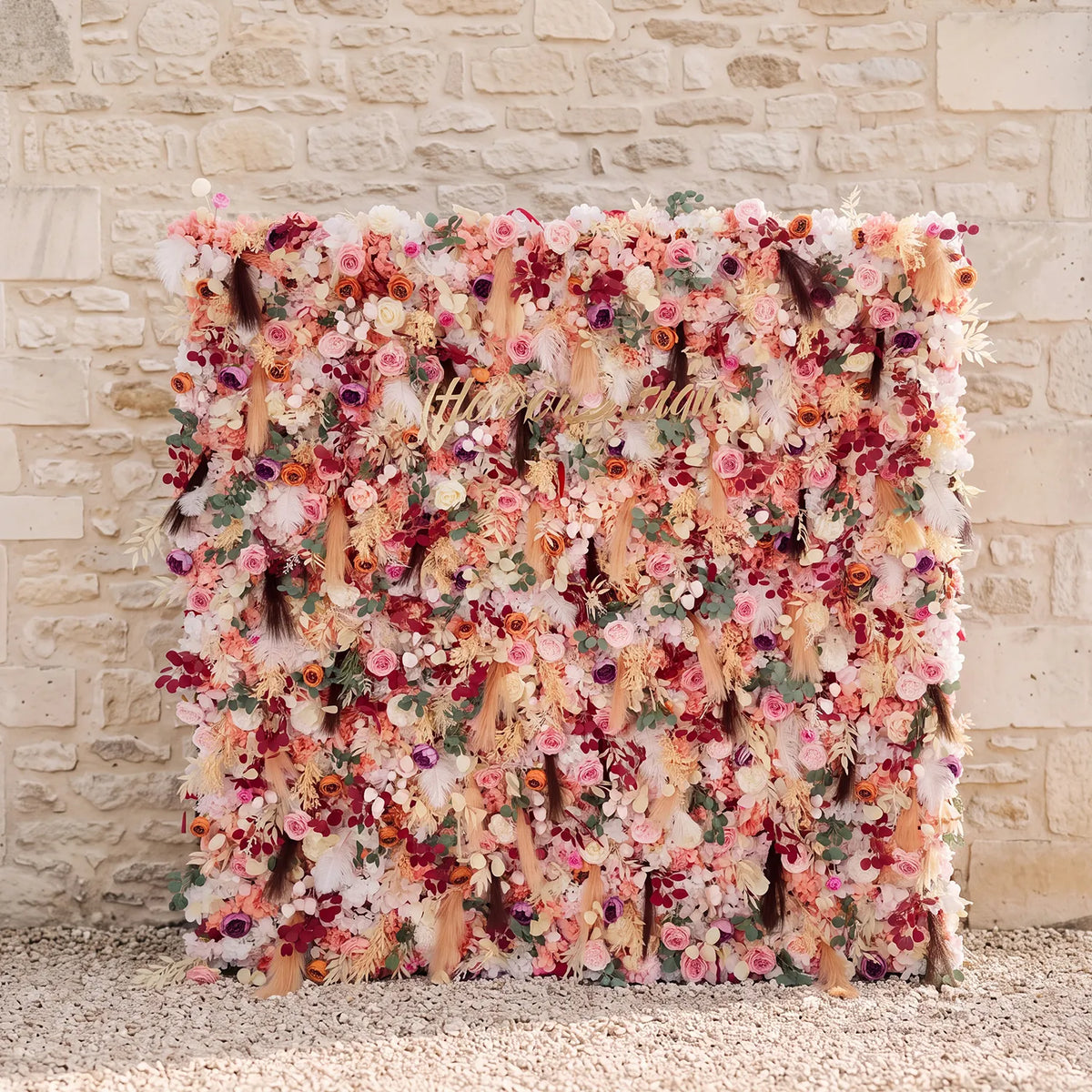 Uflower Champagne Khaki 5D Flower Wall Wedding Party Proposal Decor SET80175