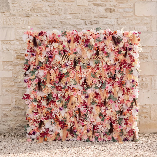 Uflower Champagne Khaki 5D Flower Wall Wedding Party Proposal Decor SET80175