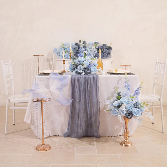 Uflower Smog-Blue Flower Row Decor KT Board Wedding Arrangement Props SET80178