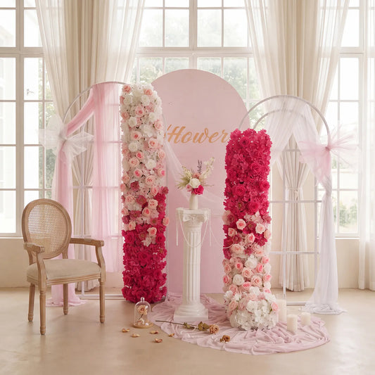Uflower Gradient Rose Fleur Rangée Décor de Toile de Fond pour Mariage SET80179