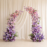 Uflower Purple Horn Arch Floral Arrangement Wedding Backdrop Props SET80183