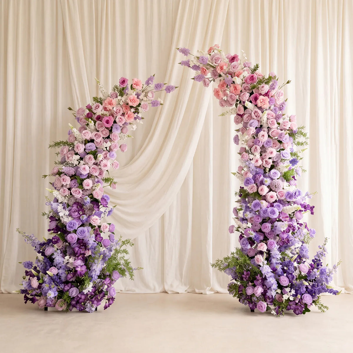Uflower Purple Horn Arch Floral Arrangement Wedding Backdrop Props SET80183