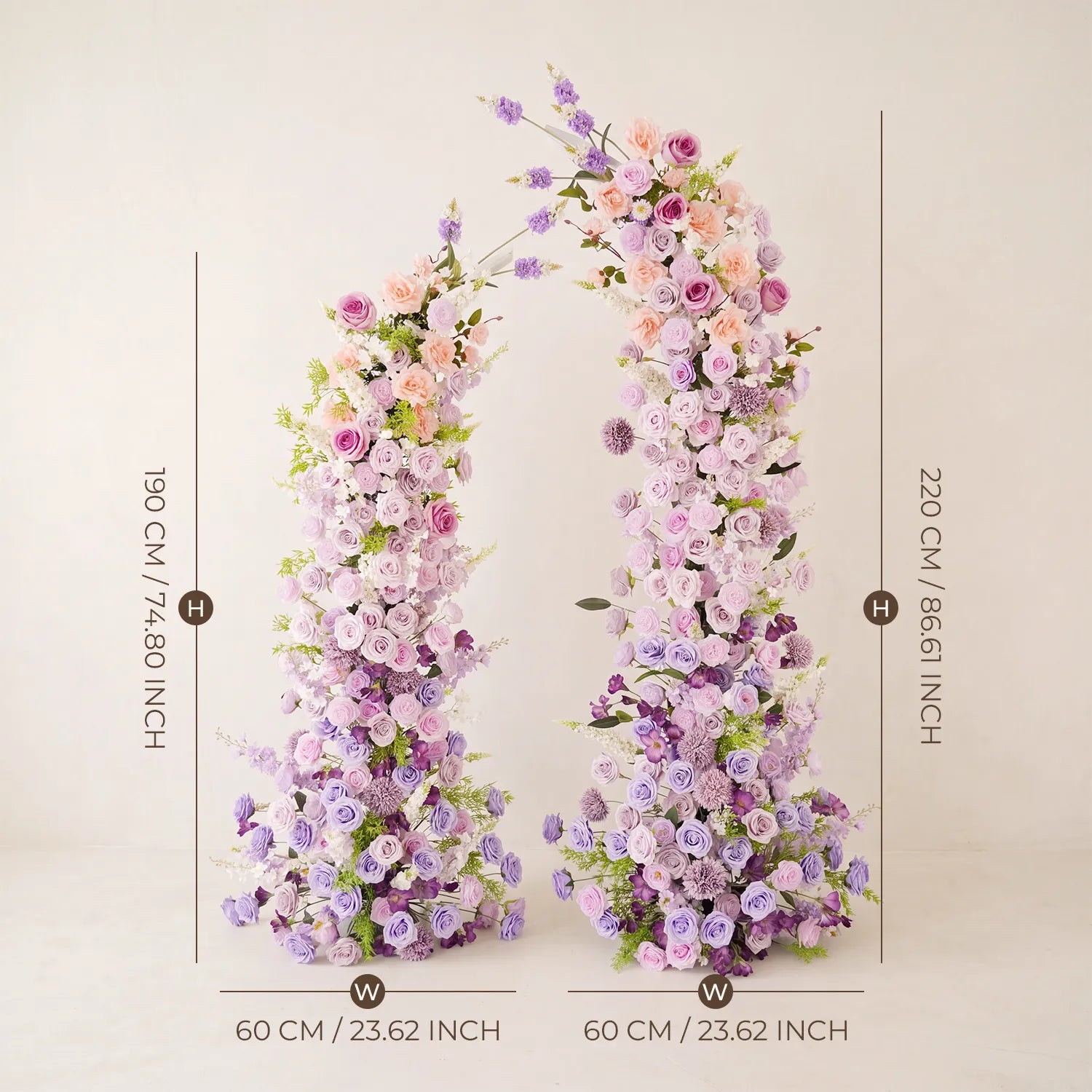 Uflower Taro Purple Wedding Decorations | One-Stop Wedding Styling with Arch, Bridal Bouquet, Chair Flowers & Floral Rows